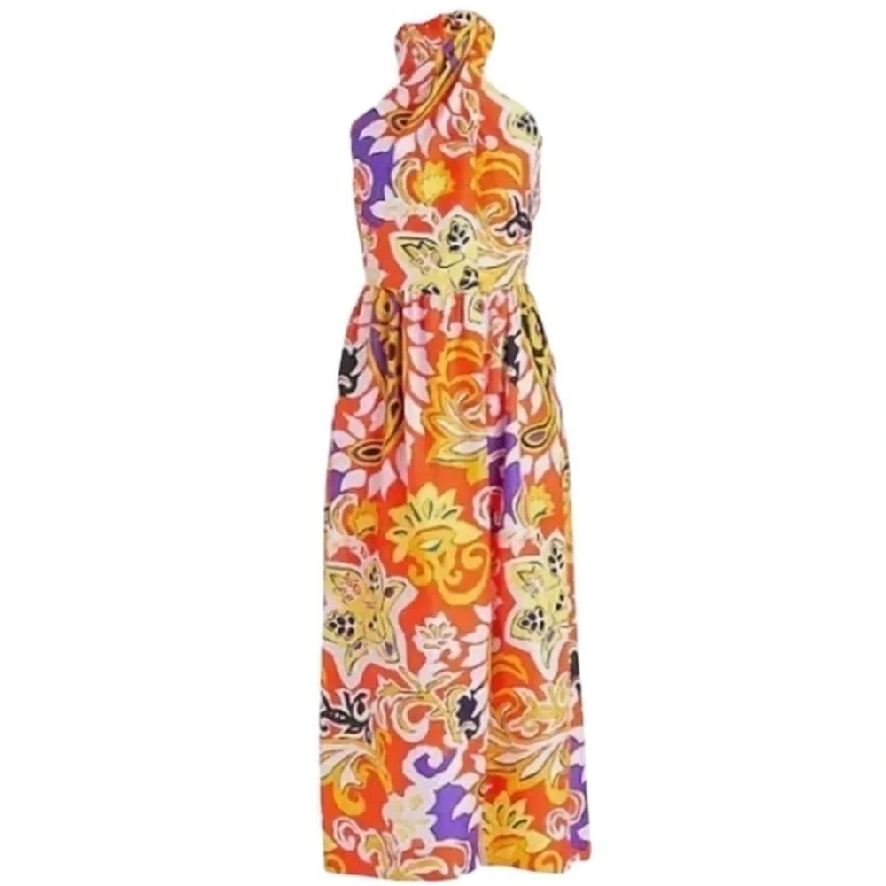 Beautiful J.Crew 100 % silk maxi sarong dress in bold floral size 12